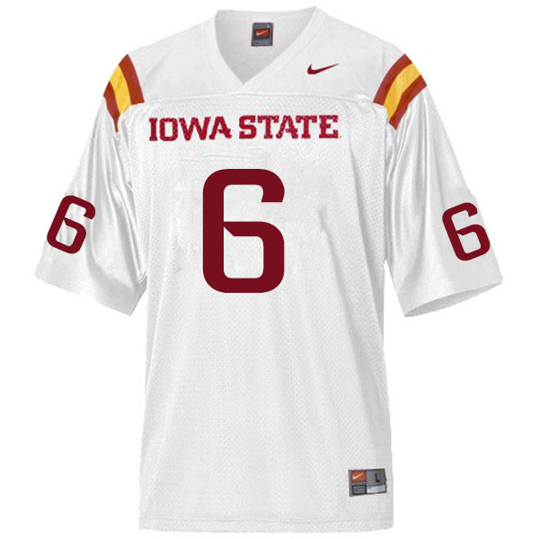 Men #6 Tymar Sutton Iowa State Cyclones College Football Jerseys Sale-White